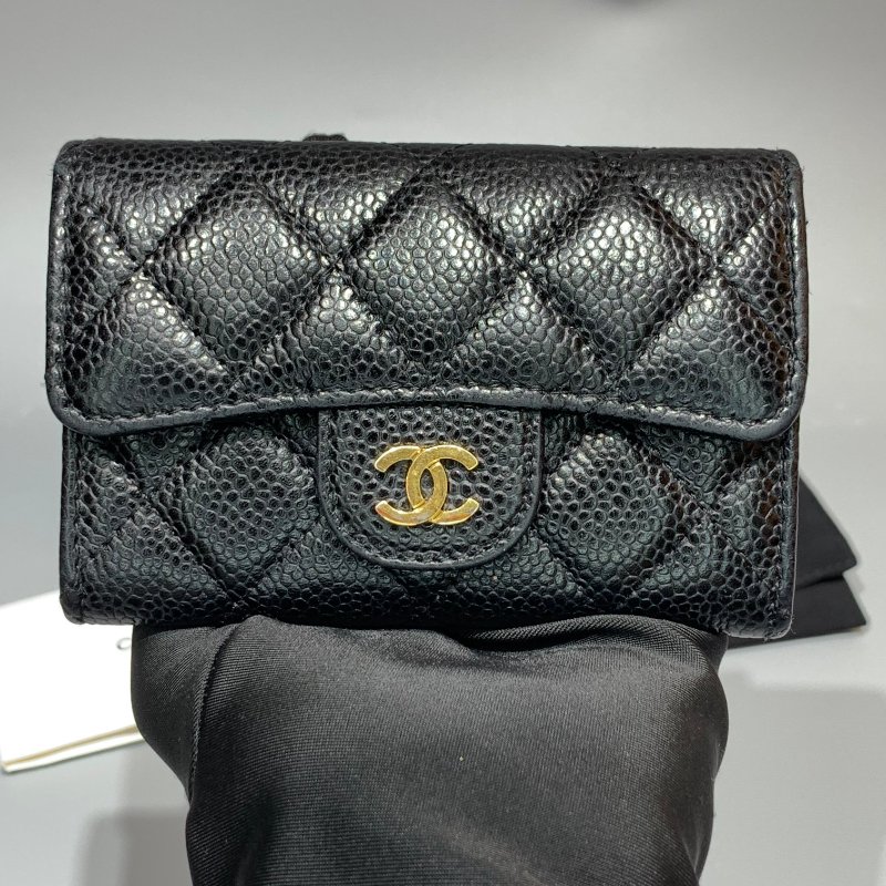 CHANEL Caviar魚子醬牛皮 Classic Flap Card Holder 金扣卡片套黑色/散紙包-1