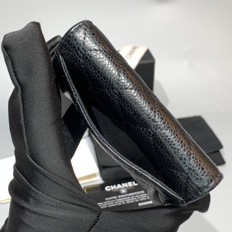 CHANEL Caviar魚子醬牛皮 Classic Flap Card Holder 金扣卡片套黑色/散紙包-7