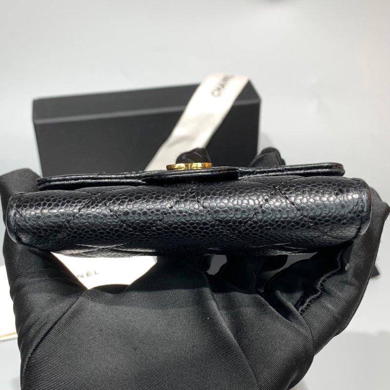 CHANEL Caviar魚子醬牛皮 Classic Flap Card Holder 金扣卡片套黑色/散紙包-8