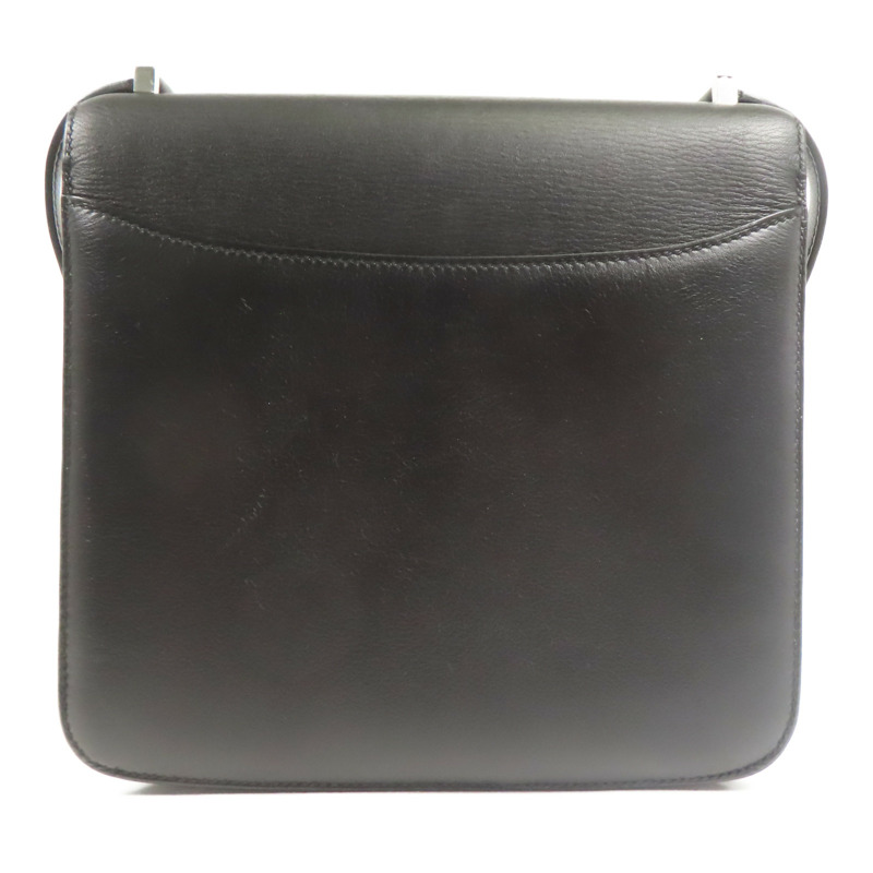 HERMES Evercolor皮革2002銀扣肩背袋Black-1