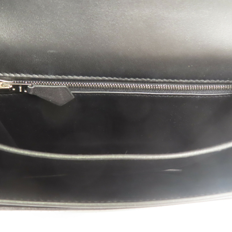 HERMES Evercolor皮革2002銀扣肩背袋Black-4