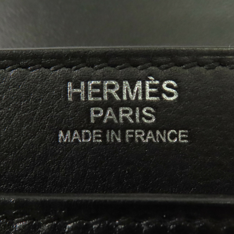 HERMES Evercolor皮革2002銀扣肩背袋Black-5
