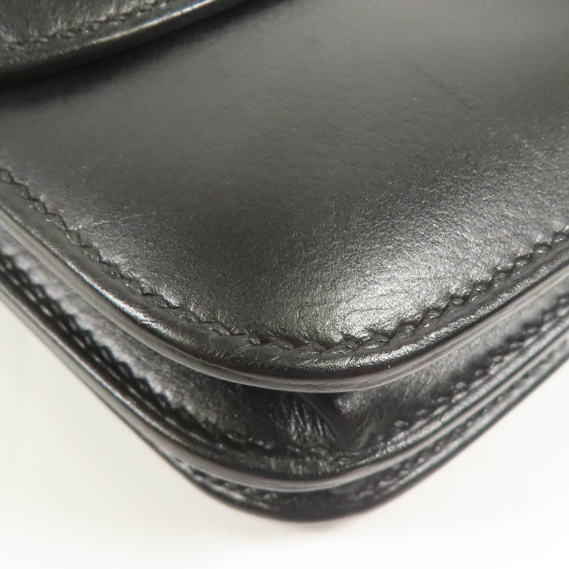 HERMES Evercolor皮革2002銀扣肩背袋Black-10