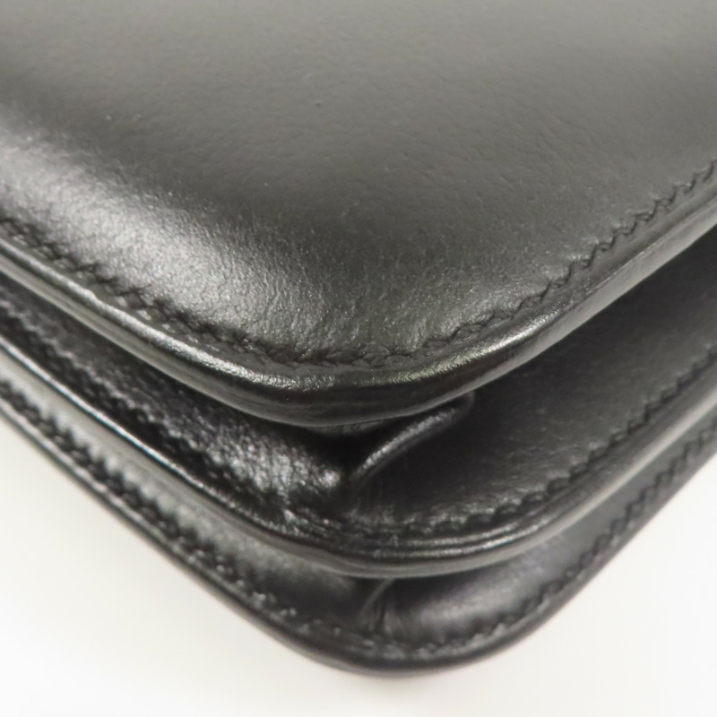 HERMES Evercolor皮革2002銀扣肩背袋Black-13