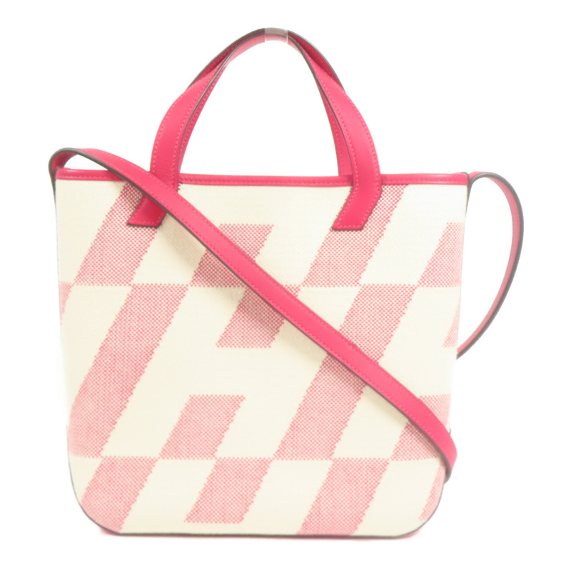 HERMES 帆布Cabas H En Biais 27手挽肩背兩用袋Rose Shocking-0