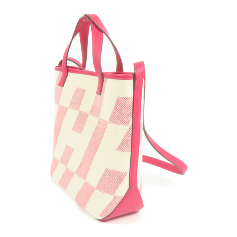 HERMES 帆布Cabas H En Biais 27手挽肩背兩用袋Rose Shocking-2