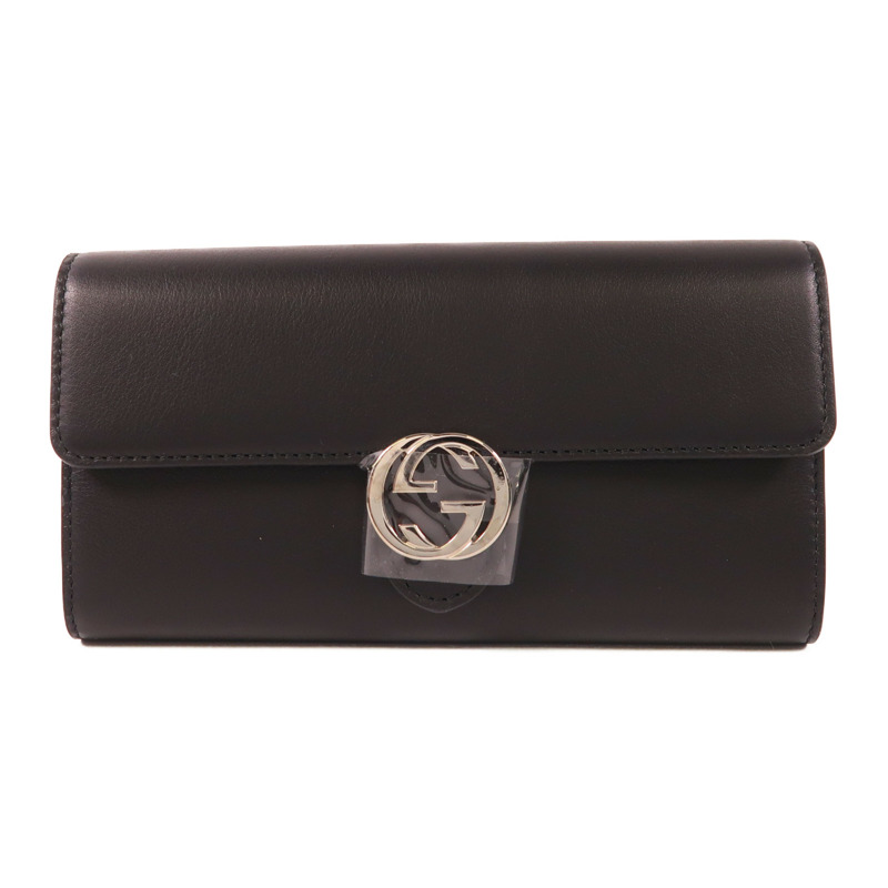 GUCCI 牛皮皮革Wallet銀扣長錢包-0