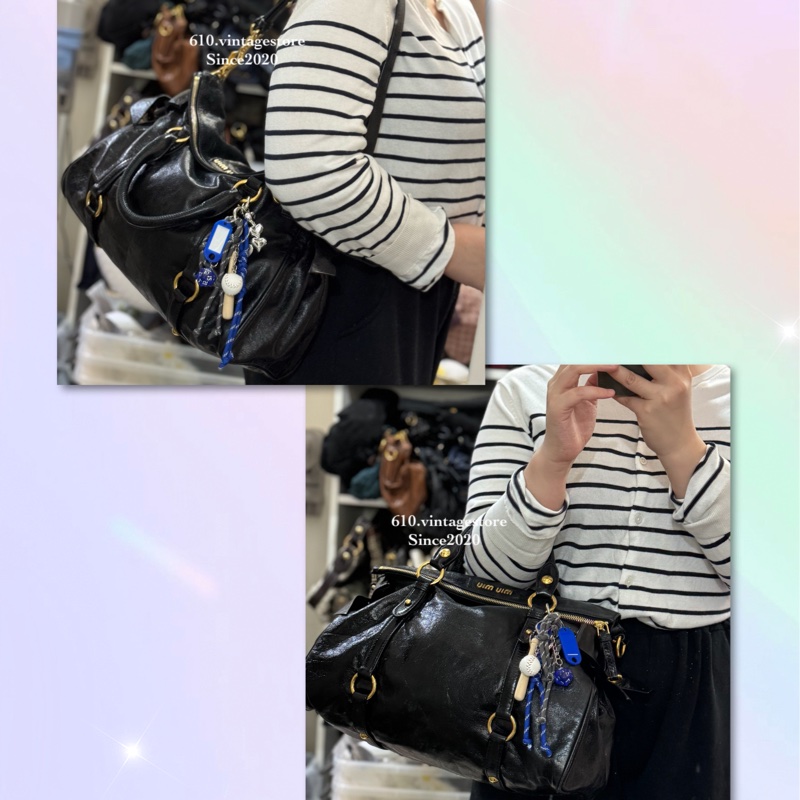 Miu Miu Vintage 深藍色蝴蝶結🎀機車包💙-1