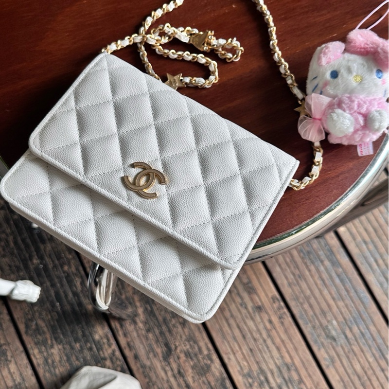 Chanel星星鏈條白色woc-0