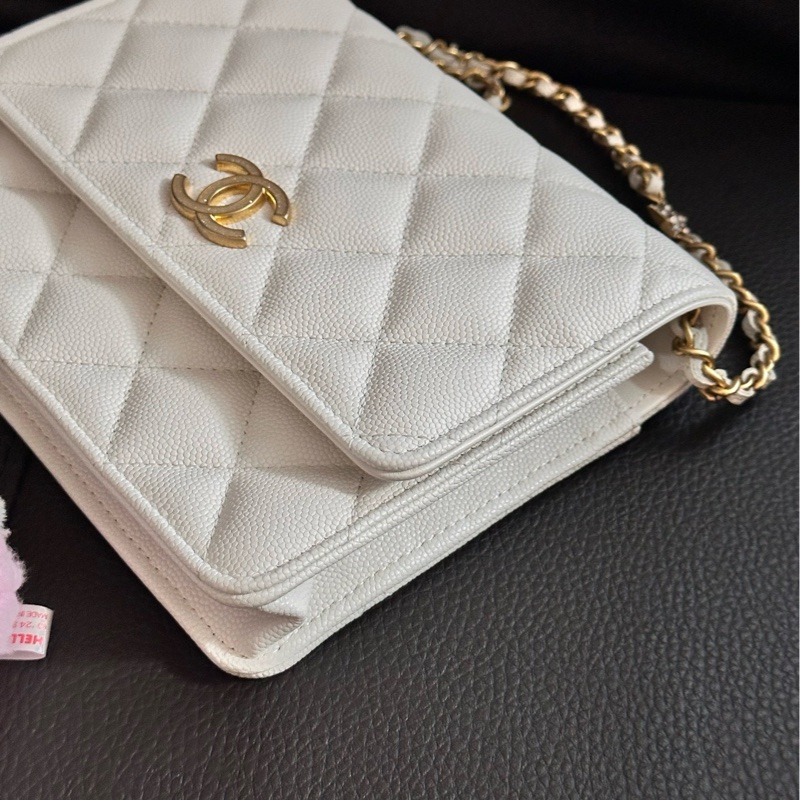 Chanel星星鏈條白色woc-7