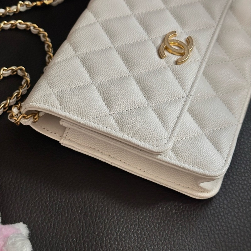 Chanel星星鏈條白色woc-8