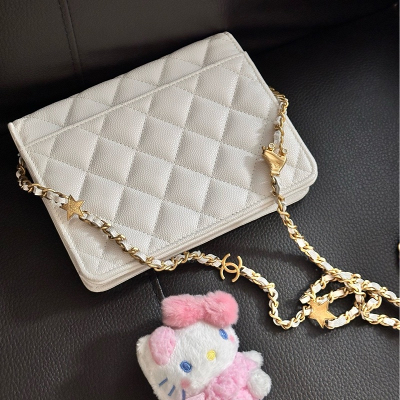 Chanel星星鏈條白色woc-9