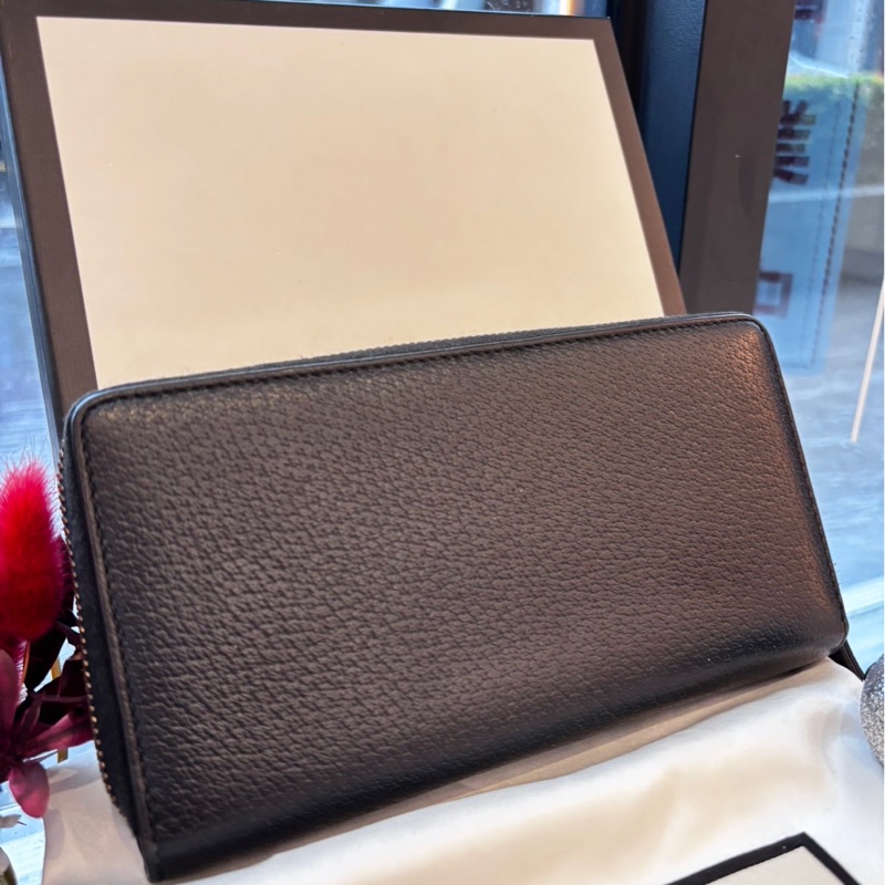 *SHIHNA名牌精品*GUCCI ANIMALIER蜜蜂皮革拉鍊長夾-1