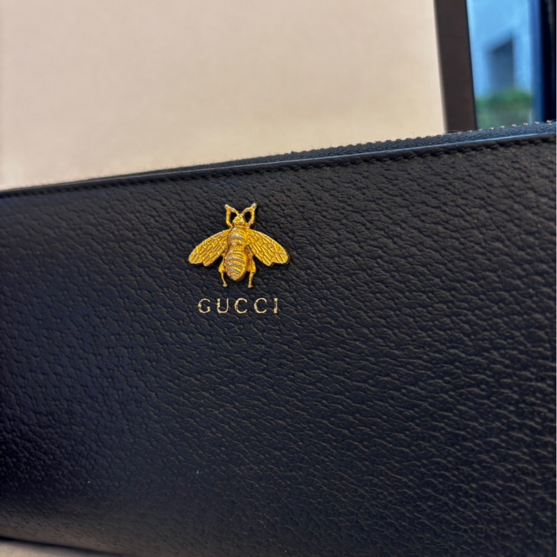 *SHIHNA名牌精品*GUCCI ANIMALIER蜜蜂皮革拉鍊長夾-2