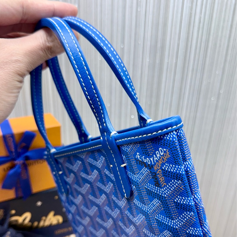 Goyard Poitier mini 絕版限量款寶藍色手提包-5