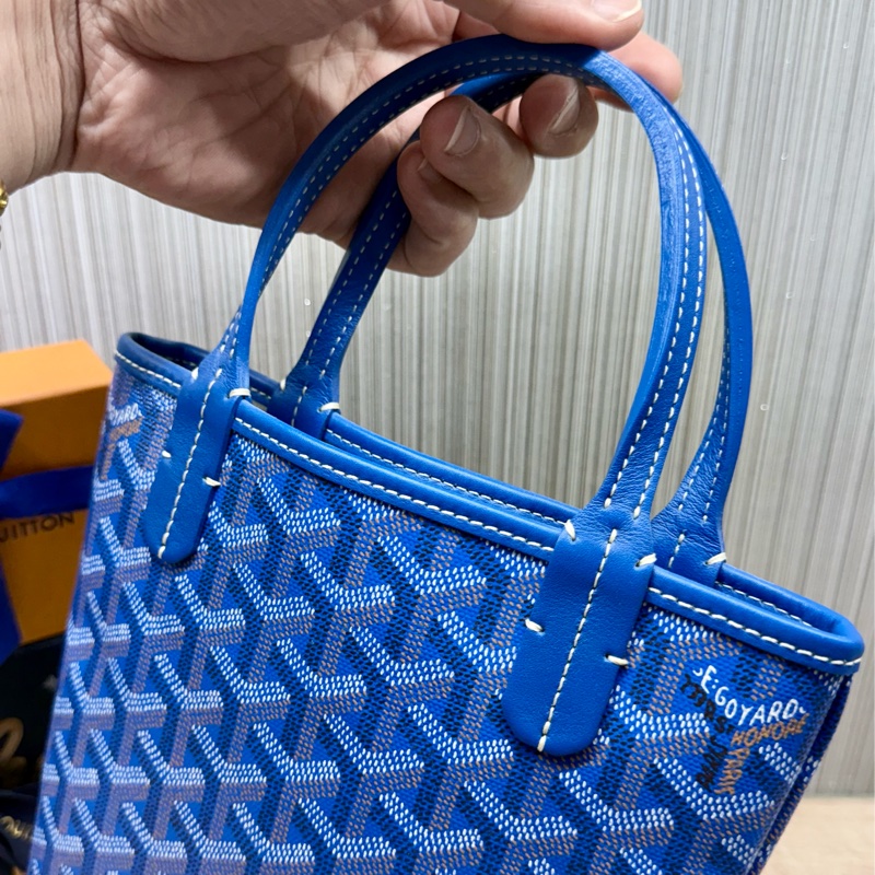 Goyard Poitier mini 絕版限量款寶藍色手提包-7