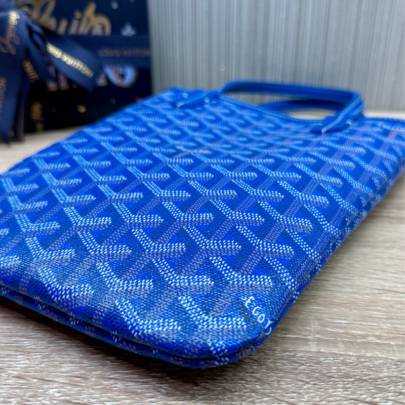 Goyard Poitier mini 絕版限量款寶藍色手提包-12