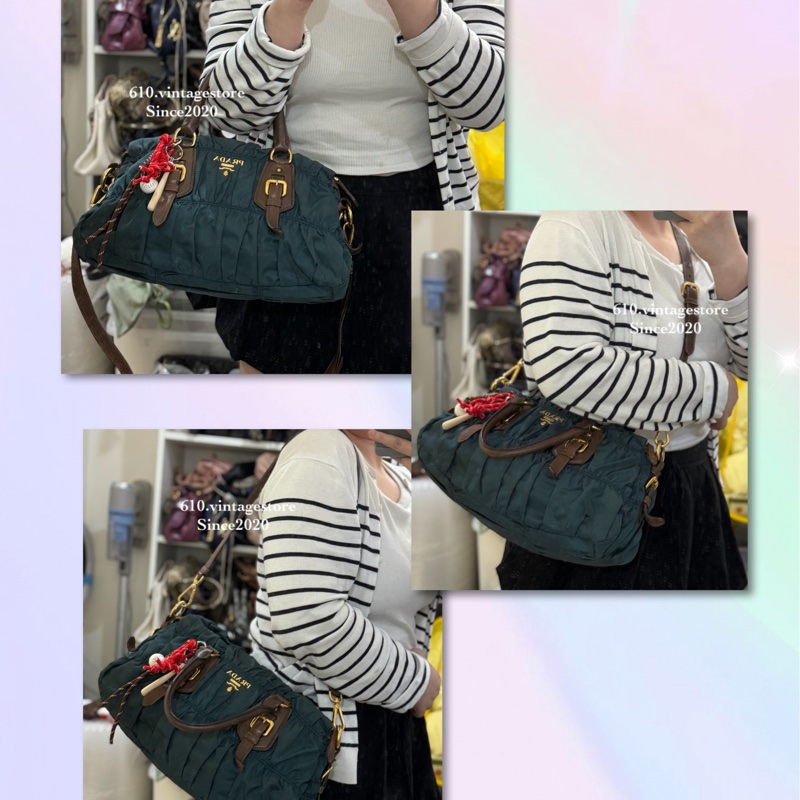 Prada 摺摺孔雀綠色雲朵包💚-1