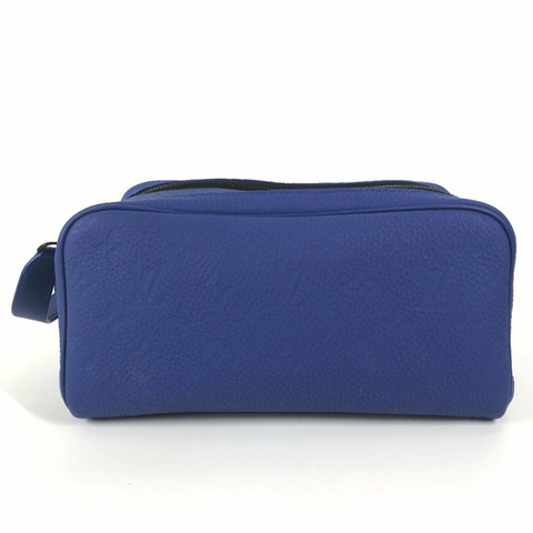 LOUIS VUITTON M82576 Monogram Taurillon Doppkit 包、第二袋、手拿包 皮革，男款，女款，藍色