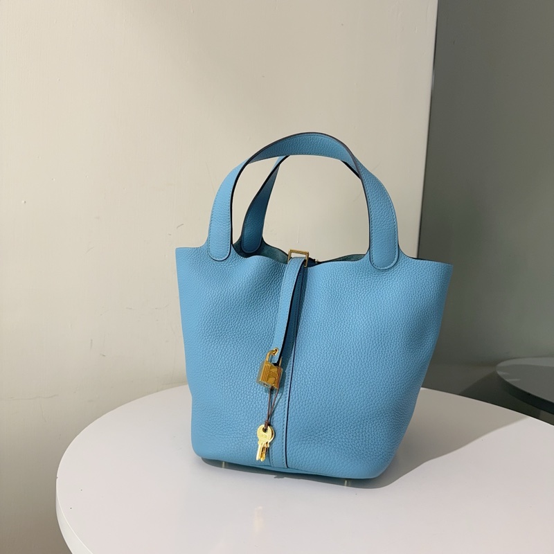 Hermes 北方藍金扣22菜籃-0