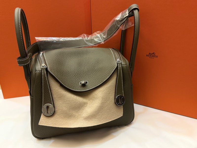 Hermes 愛馬仕 Lindy26 大象灰銀釦 全新全配-8