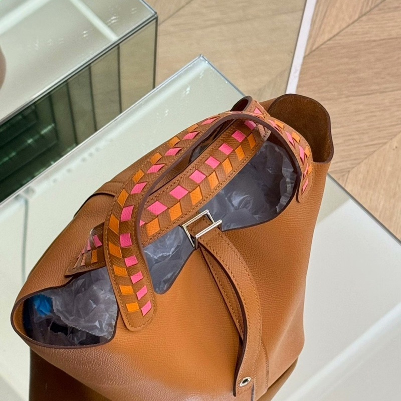 Hermes • Picotin 22 限量編織手柄 金棕色銀釦Epsom皮-2