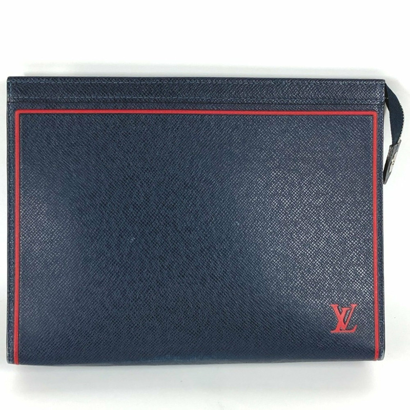 LOUIS VUITTON M63394 Taiga Pochette Voyage 包款 雙色 Second 皮革 男款 海軍藍-0