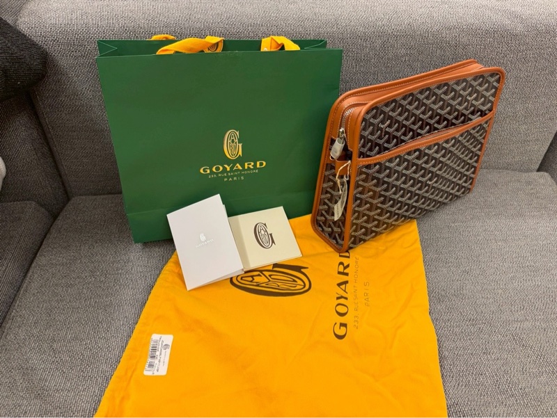 全新 Goyard Jouvence GM 經典棕色 手拿/電腦包  男女適用 (拉鍊膜未拆・完整全配)-3