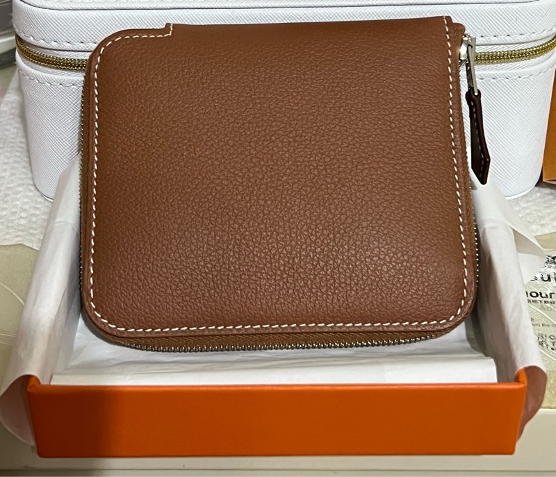 愛馬仕金棕色絲巾短夾-0