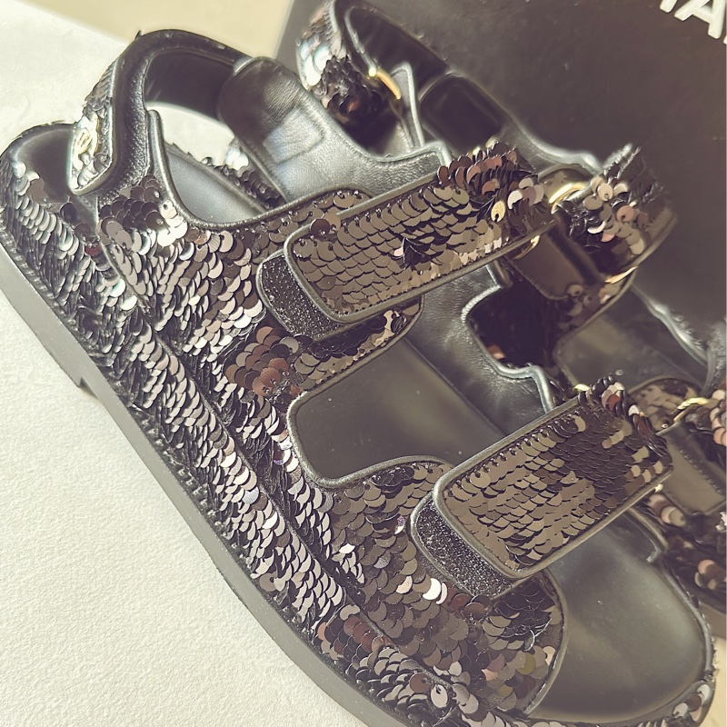 Chanel 亮片款涼鞋-15