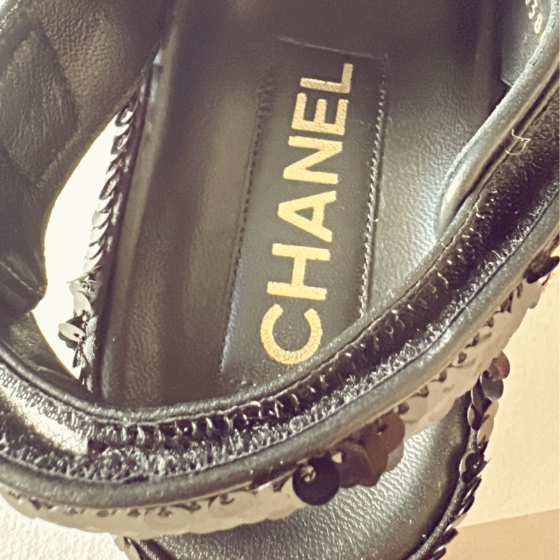 Chanel 亮片款涼鞋-16