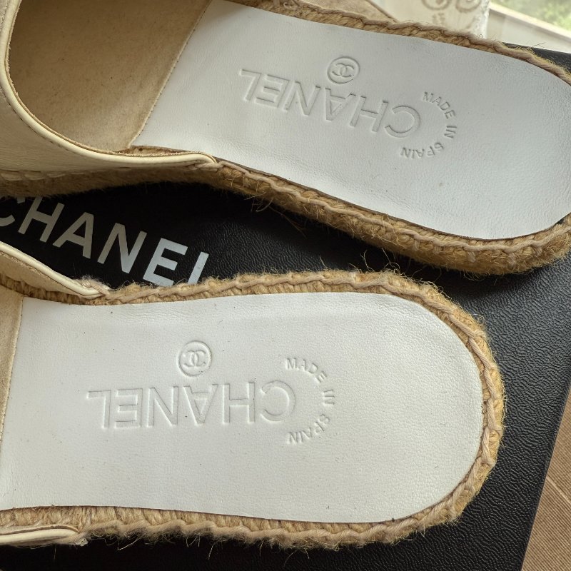 Chanel 牛皮 草編拖鞋-3