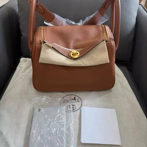 Hermes lindy 26 金棕金扣 全新原模還在 配件塵袋
