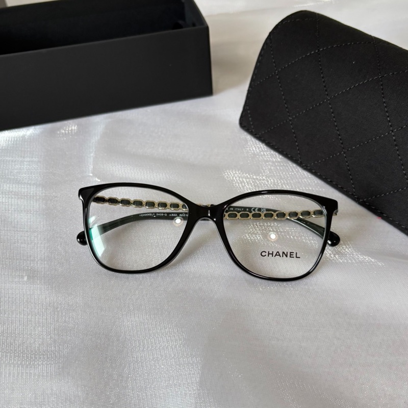 全新代購! Chanel香奈兒 小羊皮鏈條鏡腿 歐版 平光鏡 男女同款-1