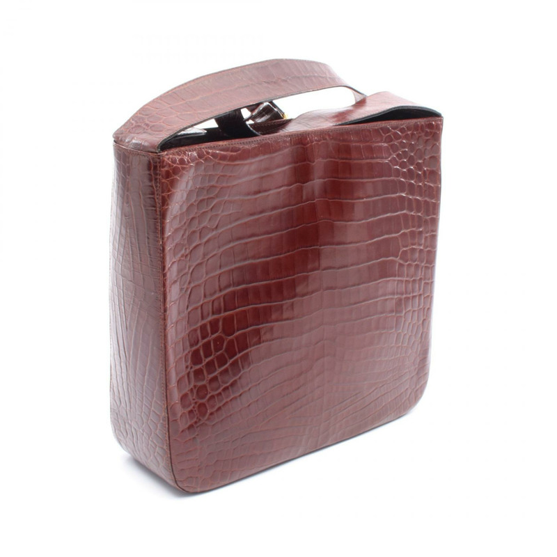 Salvatore Ferragamo Gancini 棕色皮革單肩包，二手女士-1