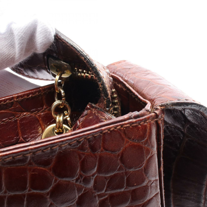 Salvatore Ferragamo Gancini 棕色皮革單肩包，二手女士-4