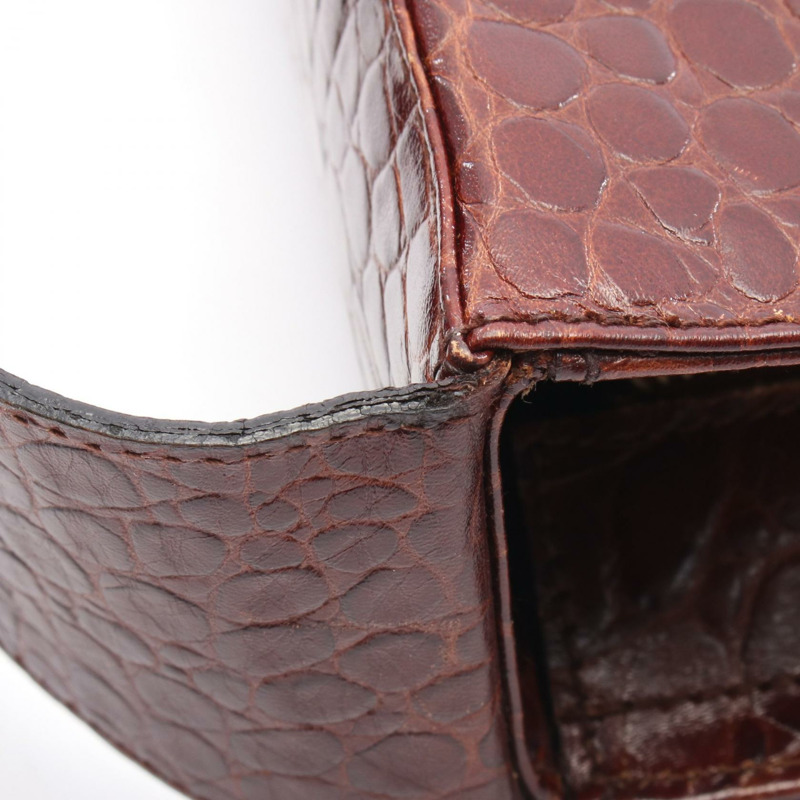 Salvatore Ferragamo Gancini 棕色皮革單肩包，二手女士-6