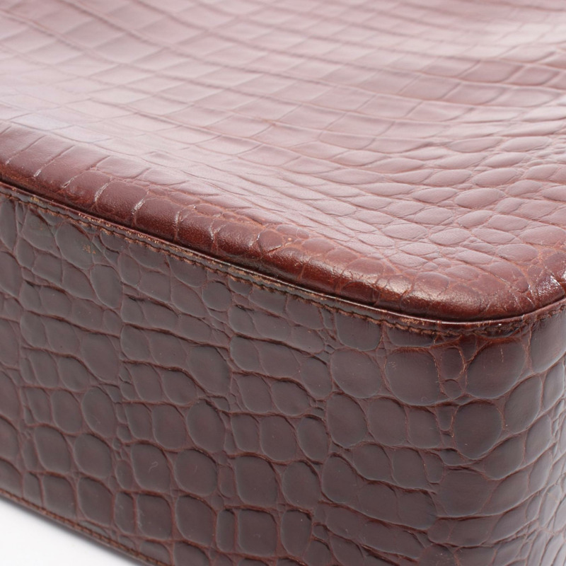 Salvatore Ferragamo Gancini 棕色皮革單肩包，二手女士-8