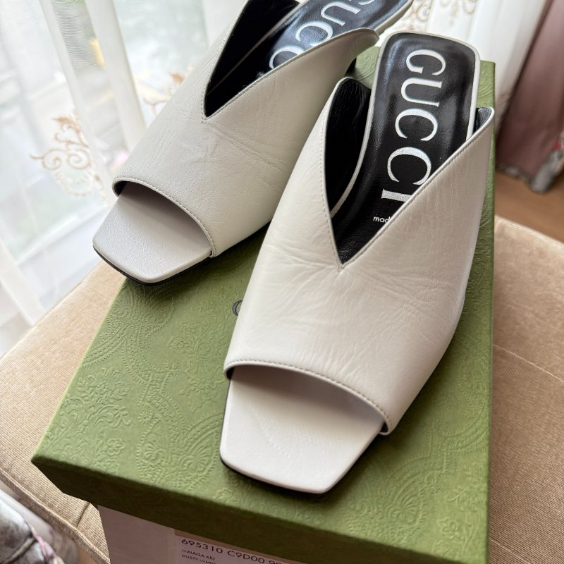 Gucci 白色 開口矮跟鞋-2