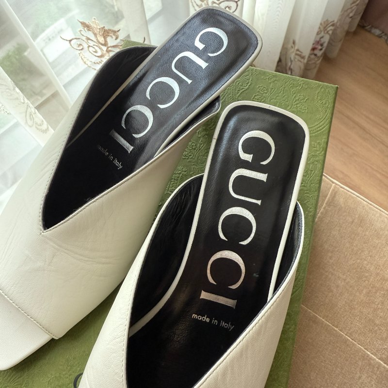 Gucci 白色 開口矮跟鞋-3