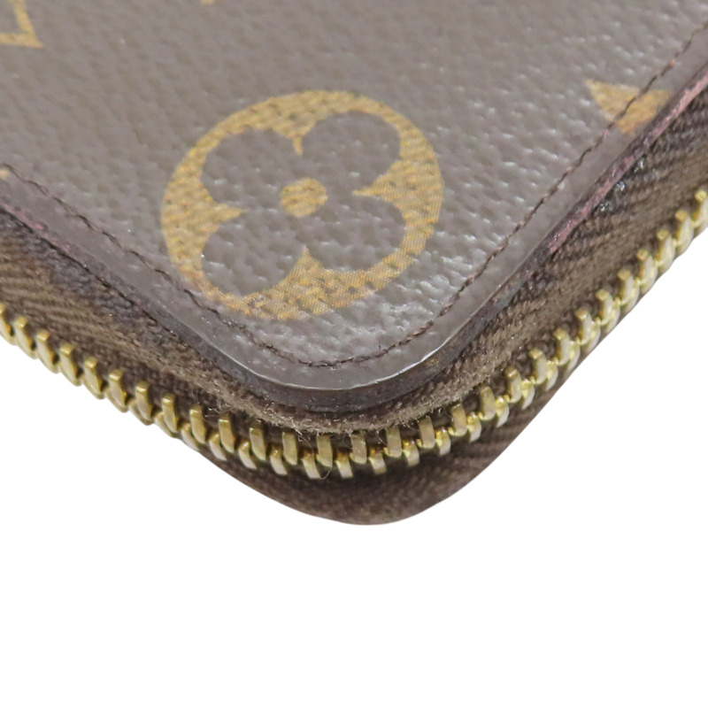 棕色 原花 PVC塗層帆布 拉鏈長夾 M68314-9