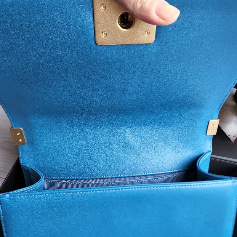 天菜CHANEL boy25人字紋 金鍊海洋藍／湛藍色-3