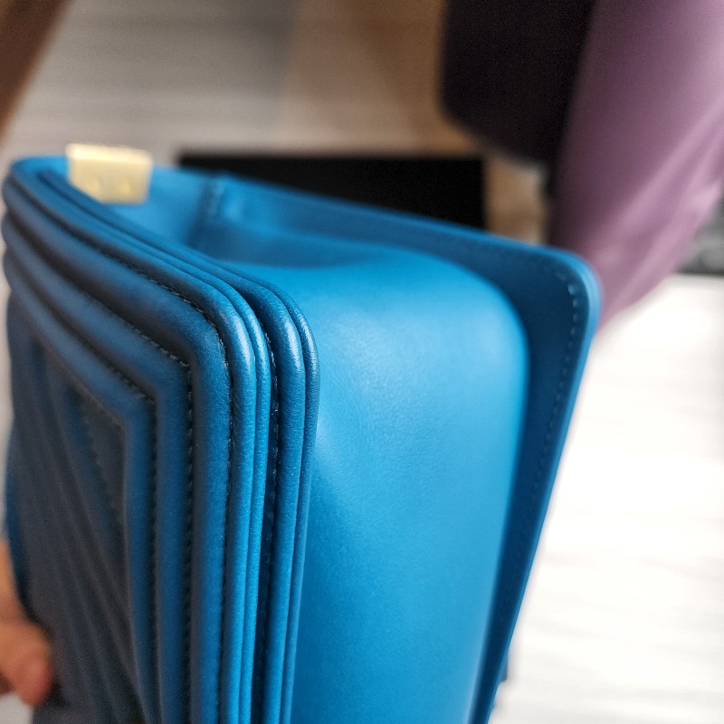 天菜CHANEL boy25人字紋 金鍊海洋藍／湛藍色-13