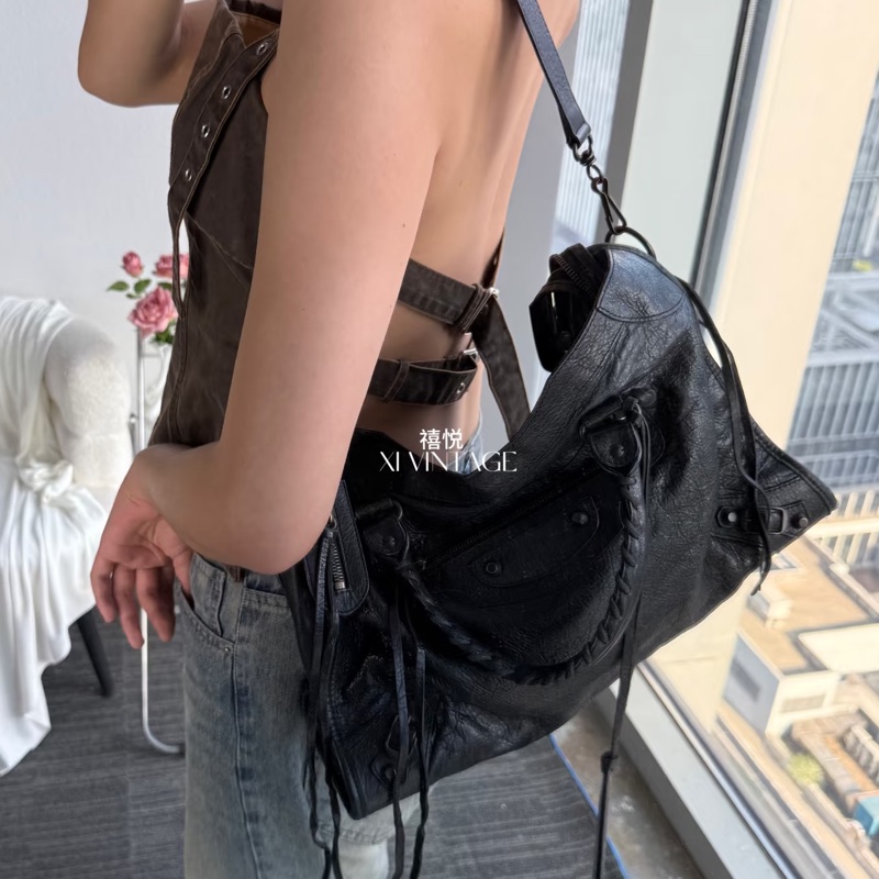 💗香緹國際精品💗巴黎世家 黑色機車包 短肩帶款-0