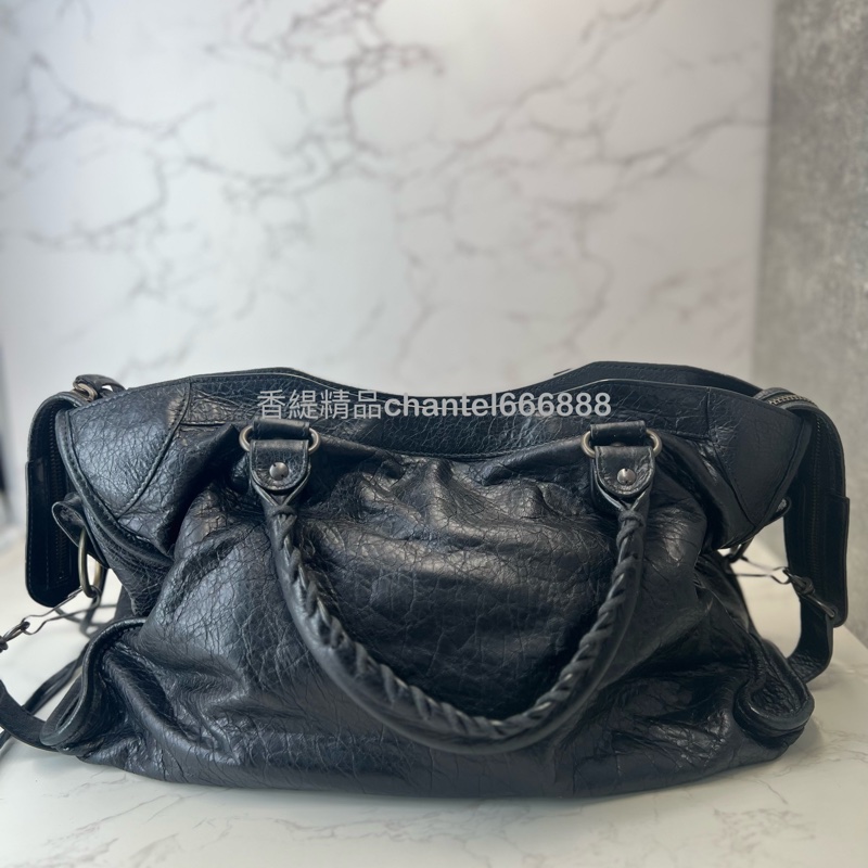 💗香緹國際精品💗巴黎世家 黑色機車包 短肩帶款-4