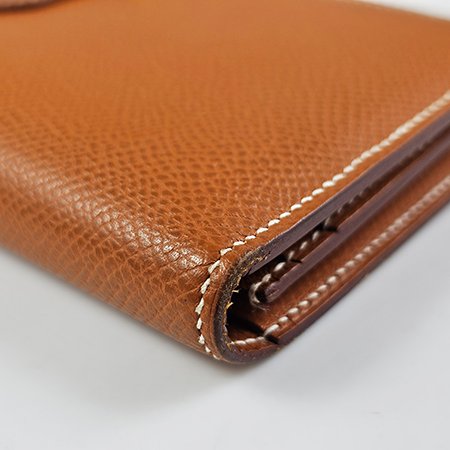 【H0369】HERMES 金棕色(焦糖色) BEARN EPSOM H長夾-3