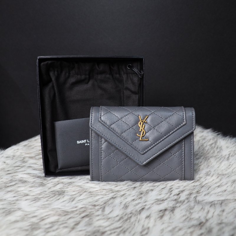 YSL 灰色中卡包-0