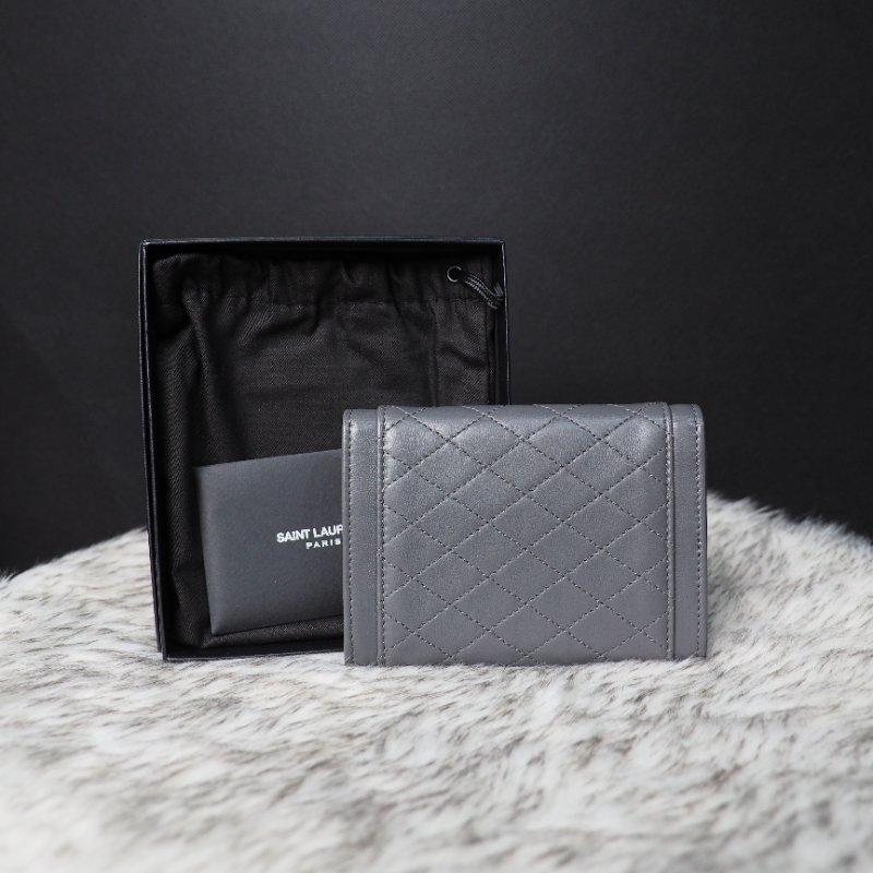 YSL 灰色中卡包-1