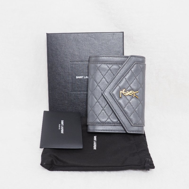 YSL 灰色中卡包-4