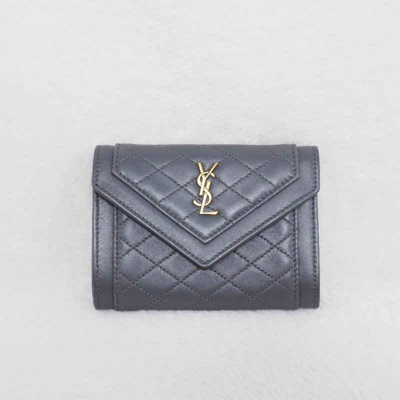 YSL 灰色中卡包-5
